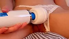 Tiny Asian Maid Strips, Spreads Puffy Pink Pussy, Orgasms with Wand