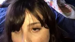 teen with lipstick performs blowjob and handjob then gets rough cumshot in pov view