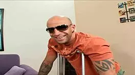 Curvy blonde contrasts hard dick pleasure with cum-covered tits