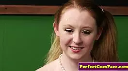 Busty Uk Teen 18+ Facialized In Threeway