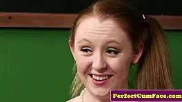 Busty Uk Teen 18+ Facialized In Threeway