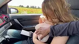 Curvy Latina offers gas or ass in the car.