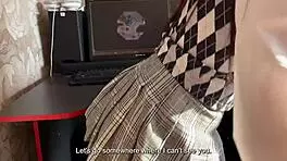 Stepdaughter Distracts Stepfather from Game. Sucks Dick Well with Deep Swallow in Dorm!