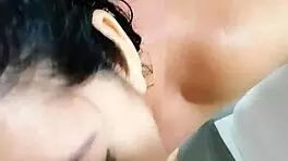 Hey, this couple helps the maid's daughter with some morning fun in public