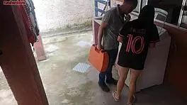 Man, this Brazilian housewife pays the technician with her curvy butt while hubby's out