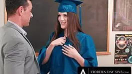 Modern-day sins - student fiona frost swallows favorite teachers cum in wild fuck during graduation