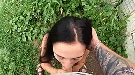 Horny Student Sneaks Blowjob Session Behind Neighbor’s Garage