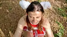 my quadrober gf ran away to the forest but i found her and fucked in the mouth