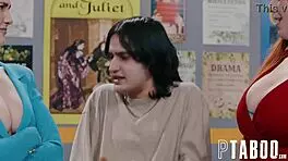 Stepmoms fuck stepson in classroom