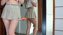 hairy schoolgirl tries on sexiest skirts