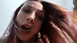 pov sloppy blowjob in sexy white body with choking and cowgirl cum in mouth