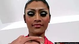 Beautiful ladyboy flaunts round boobs and massive cock