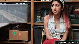 Yo, watch horny thief Angel Del Rey strip for pervert officer