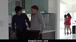 stepbrothers bust nuts on each others stepsisters faces in swapsister