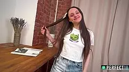 Skinny Petite Babe Gets Awkward Masturbating Uncensored Close-Up for Perfect18