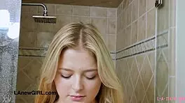 Cute teen 18+ blonde took a shower