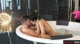 I beg you to cum inside me, feeling your hot load in my petite pussy