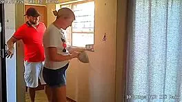 Caught my wife bent over fucking the pizzaguy on spycam 📹