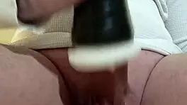 Tall guy fucks fleshlight with close-up cumshot.