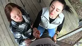 pov bts, me n my girl sucked him together on vacay... public threesome bj!
