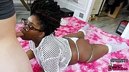 Young Ebony Teen Face Fucked on Belly