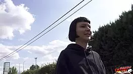 Tall skinny French girl Delfine Dahlia gets picked up and fucked in casting session