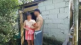 shower doesn't work, married woman asks farm caretaker for help in towel