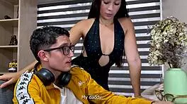 I fuck my nerdy stepson in POV while husband’s at office - don’t cum inside