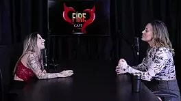 Beautiful Tattooed Redhead Milf Angelica Morango Explores Body In Sheer Red During Interview