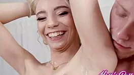 The nipply teen 18+ newbie Jojo Austin gags on deepthroat choking with skinny petite tits in cowgirl sex featuring Parker Simp