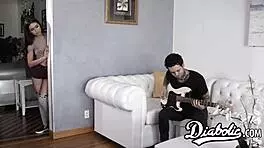 Teenage Melissa Moore fed jizz after severe plow.