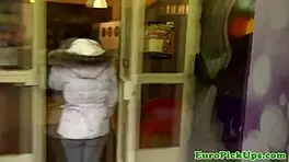 picked up euro babe at gym gets cumshot