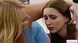 busty lesbian stepmom spanks then licks stepdaughter's ass