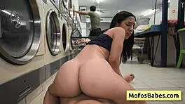 Sexy horny brunette teen slut sucks fat dick in public laundromat and gets fucked hard - nikki mars jason legend 😈