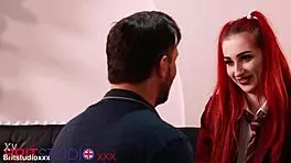 Does this skinny british redhead swallow cum in uniform?