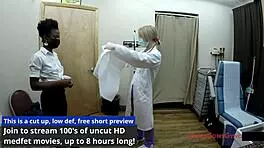 In the Hospital, Petite Nurse Rina Arems SPREADS Her Shaved Pussy During Yearly CHECKUP