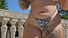 wife flashes big ass in tight body at pool