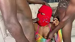 Teen Takes Two Hard Dicks in Wild Group Action Scene