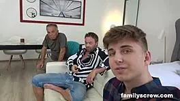 Slutty maid fucks family and jerks grandpa off