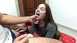 Submissive Wife in Collar Fucked Hard Until I Cum Inside