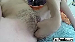 i watch elsa jean masturbate her small tits and pussy