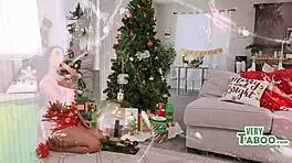 white and creamy christmas with family in taboo mommy teen threesome