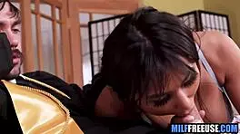 stepmom helps stepson study with freeuse blowjob, taboo brunette milf