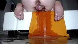 Cute teen 18+ intensely cums and squirts in bathtub.