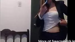 beautiful girl rips clothes naked and masturbates with dildo on webcam