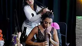 morena demonstrates blowjob exhibitionism stripping to show tits and pussy loving self-touch during sex