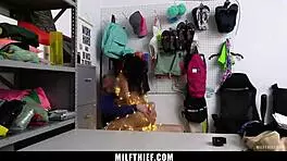 Brianna Bourbon Submits To Guard's Demands With Intense Blowjob In Garage.