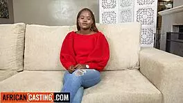 Busty ebony teen 18+ cutie drilled hard in interracial casting