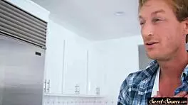 Gorgeous Teen 18+ With Big Tits Screwed In The Kitchen Cowgirl Style