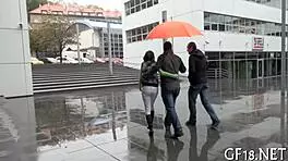 Boyfriend sells sweet-looking teen 18+ girlfriend for oral sex and hardcore fucking.